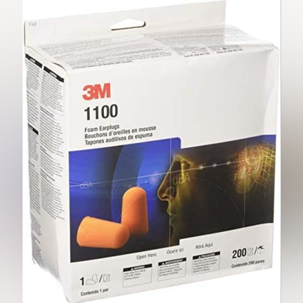 3M 1100 Foam Ear Plugs, 200-Pair